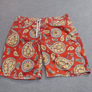 Polo Ralph Lauren Swim Shorts 40 Red Paisley All Over Print Unlined